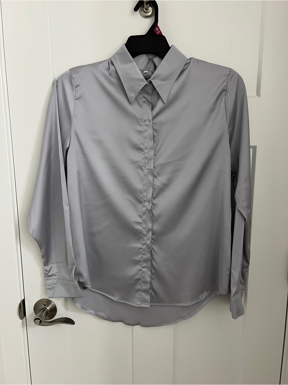 Classic Silky Women's Button-Down Shirt in Light Gray